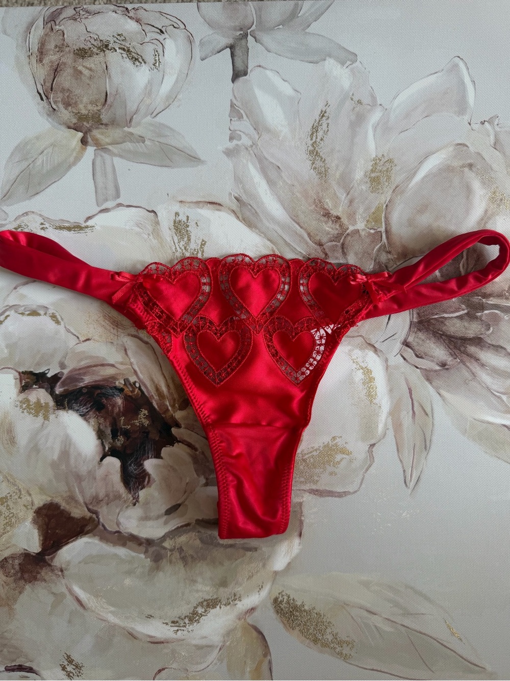 VS satin heart thong panties